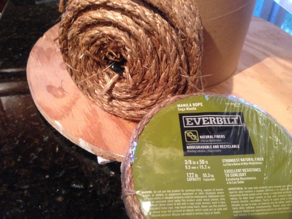 This is the rope I used. It's sisal; a natural fiber. There was no odor on the rope. I've bought sisal before via online and gosh was that a mistake! The smell was so awful that no amount of soaking it in any type of solution would get the stench out! I make a point now to only buy rope if I can touch it/smell it. This was from HomeDepot. 